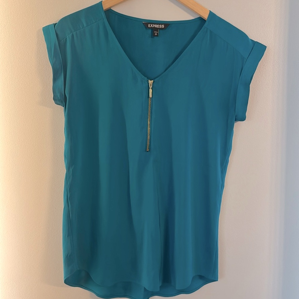 Express Women's Teal Top with Zipper
